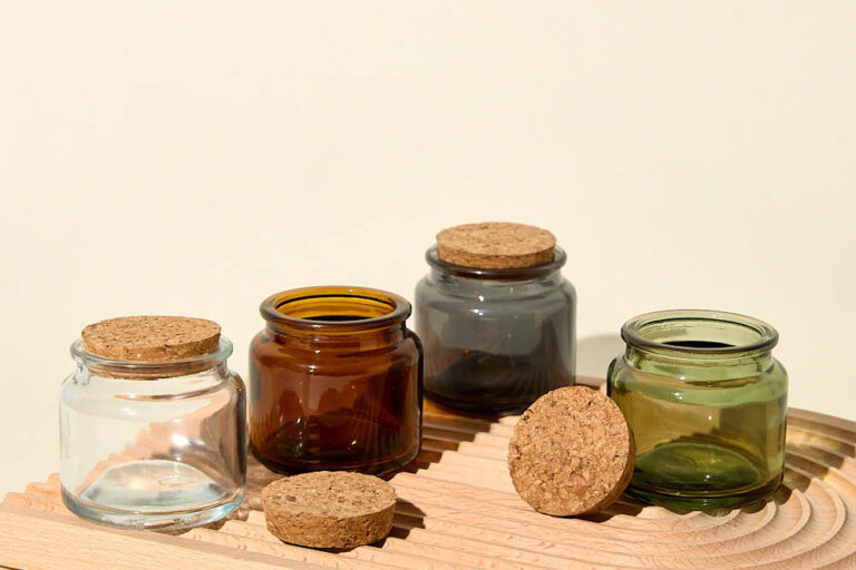 Clear glass candle jars with cork lid