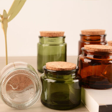 Clear glass candle jars with cork lid
