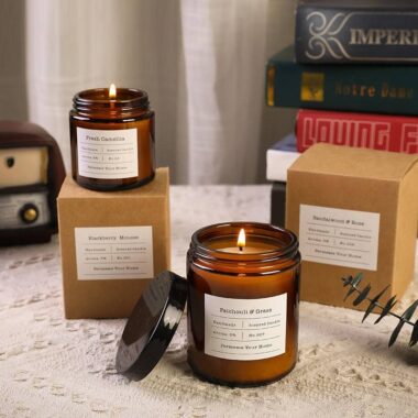 Luxury clear glass candle jars with lid