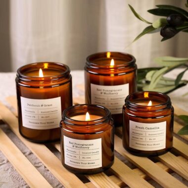 Luxury clear glass candle jars with lid