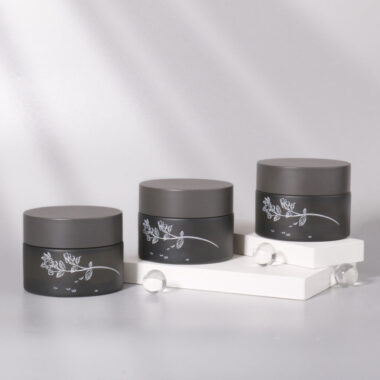 Frosted luxury empty glass cosmetic jars for cream