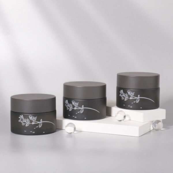 Frosted luxury empty glass cosmetic jars for cream