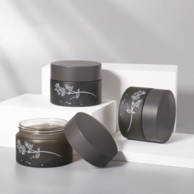 Frosted luxury empty glass cosmetic jars for cream