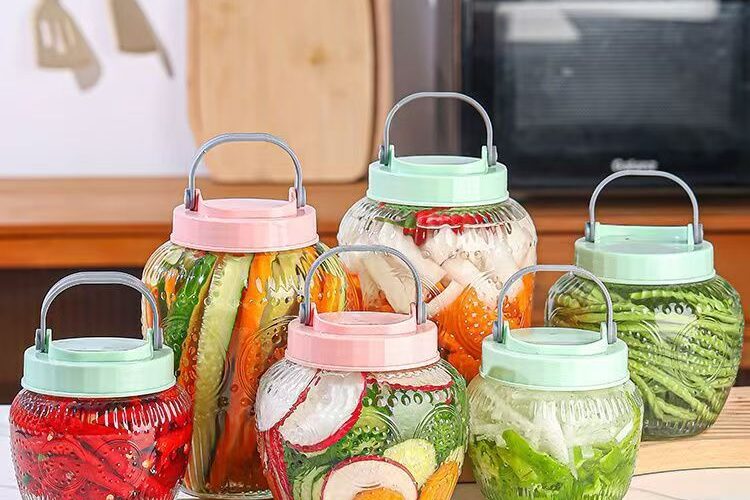 Food-Grade Thickened Pickle Jar with Airtight Lid (2) Food-grade thickened sealed pickle jars for home kitchen storage