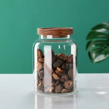 Modern glass food storage jars for household kitchen