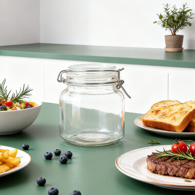 Durable multi-size glass pickle jars for food preservation