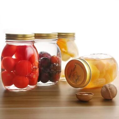 Vintage embossed jam jar with sealed lid for home use