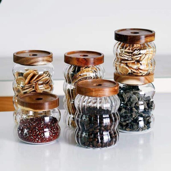 Modern design glass food storage jars for grains