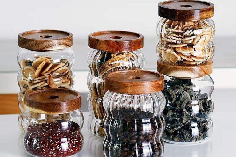 Modern design glass food storage jars for grains