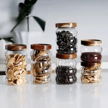 Modern design glass food storage jars for grains