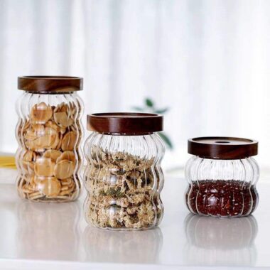 Modern design glass food storage jars for grains