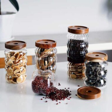 Modern design glass food storage jars for grains