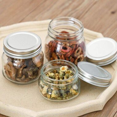 Clear glass kitchen food storage jars with lid