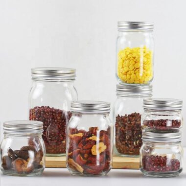 Clear glass kitchen food storage jars with lid
