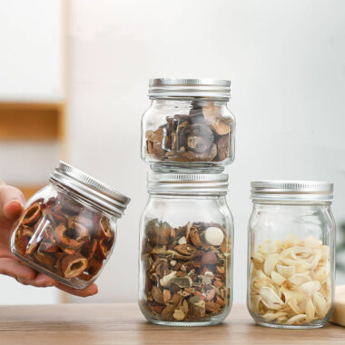 Clear glass kitchen food storage jars with lid